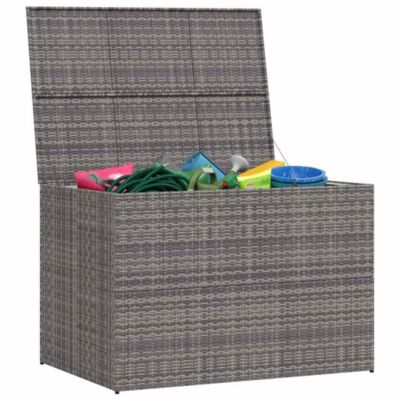 Outdoor Storage Box Grey PE Rattan 59.1x39.4x39.4 in