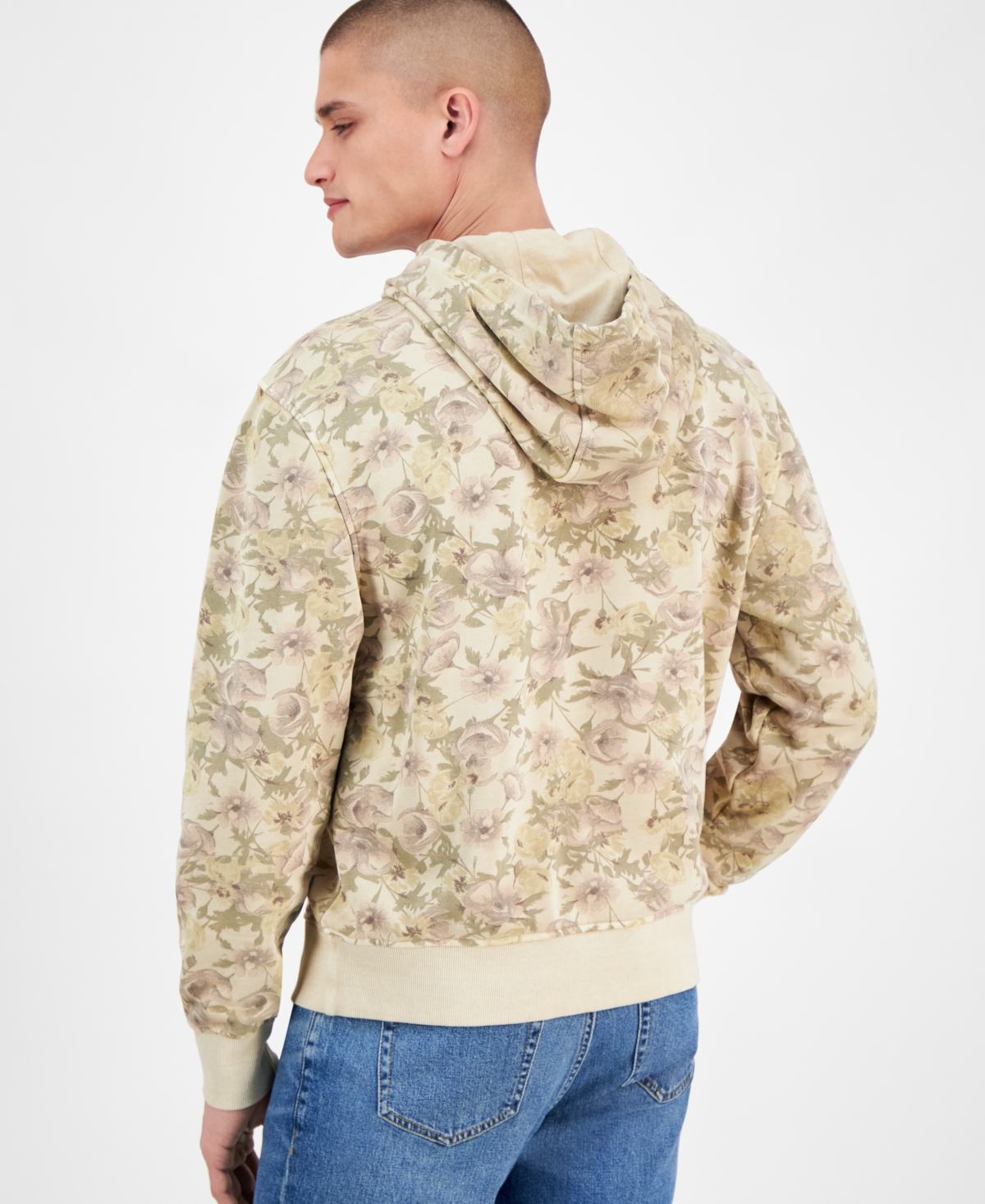 SUN + STONE MEN'S FLORAL MASH HOODIE, EXCLUSIVELY AT MACY'S 