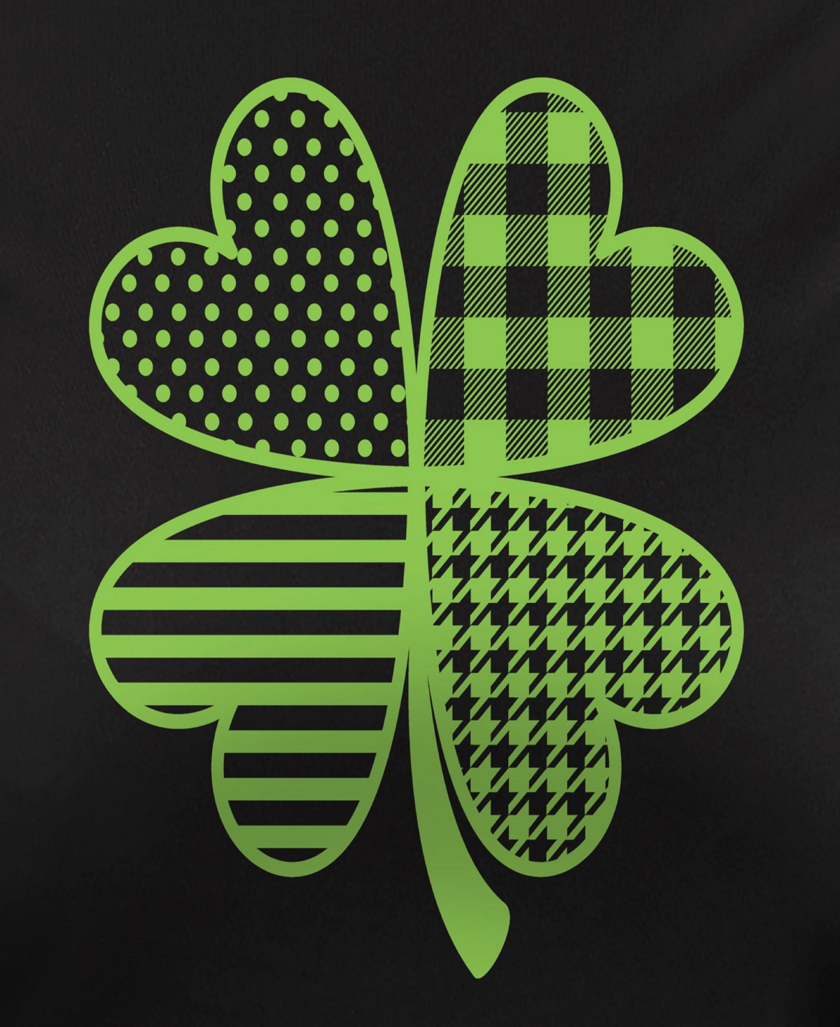 Hybrid Apparel Plus Size Patterned Shamrock Graphic Crew Neck Top In Black