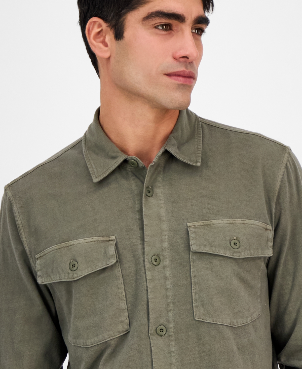 Sun + Stone Men's Josh Short Sleeve Button Front Knit Overshirt, Exclusively At Macy's In Simple Sage