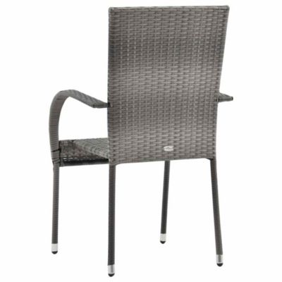 Dining Chair Set of 6 Grey PE rattan, powder-coated steel