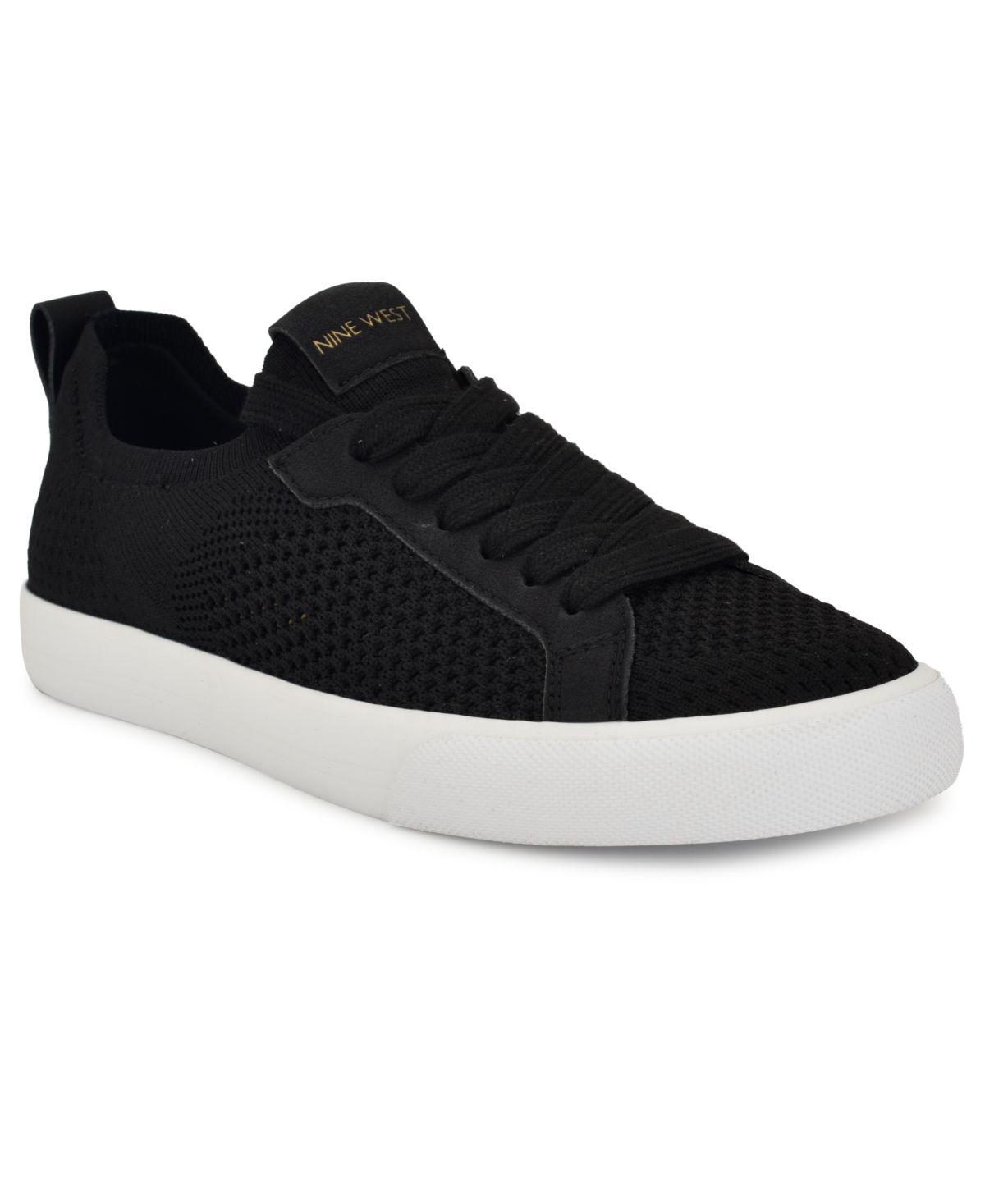 Shop Nine West Women's Looki Mesh Lace-up Sneakers In Black
