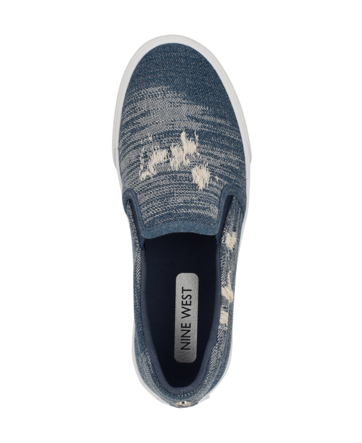 Shop Nine West Women's Lala Slip-on Causal Sneakers In Dark Blue Denim