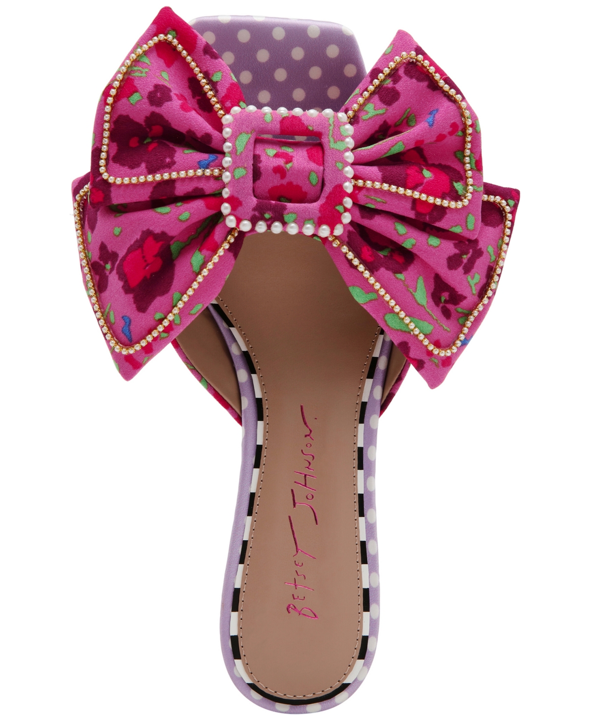 Betsey Johnson Women's Aylah Bow Kitten-heel Sandals In Pink Floral