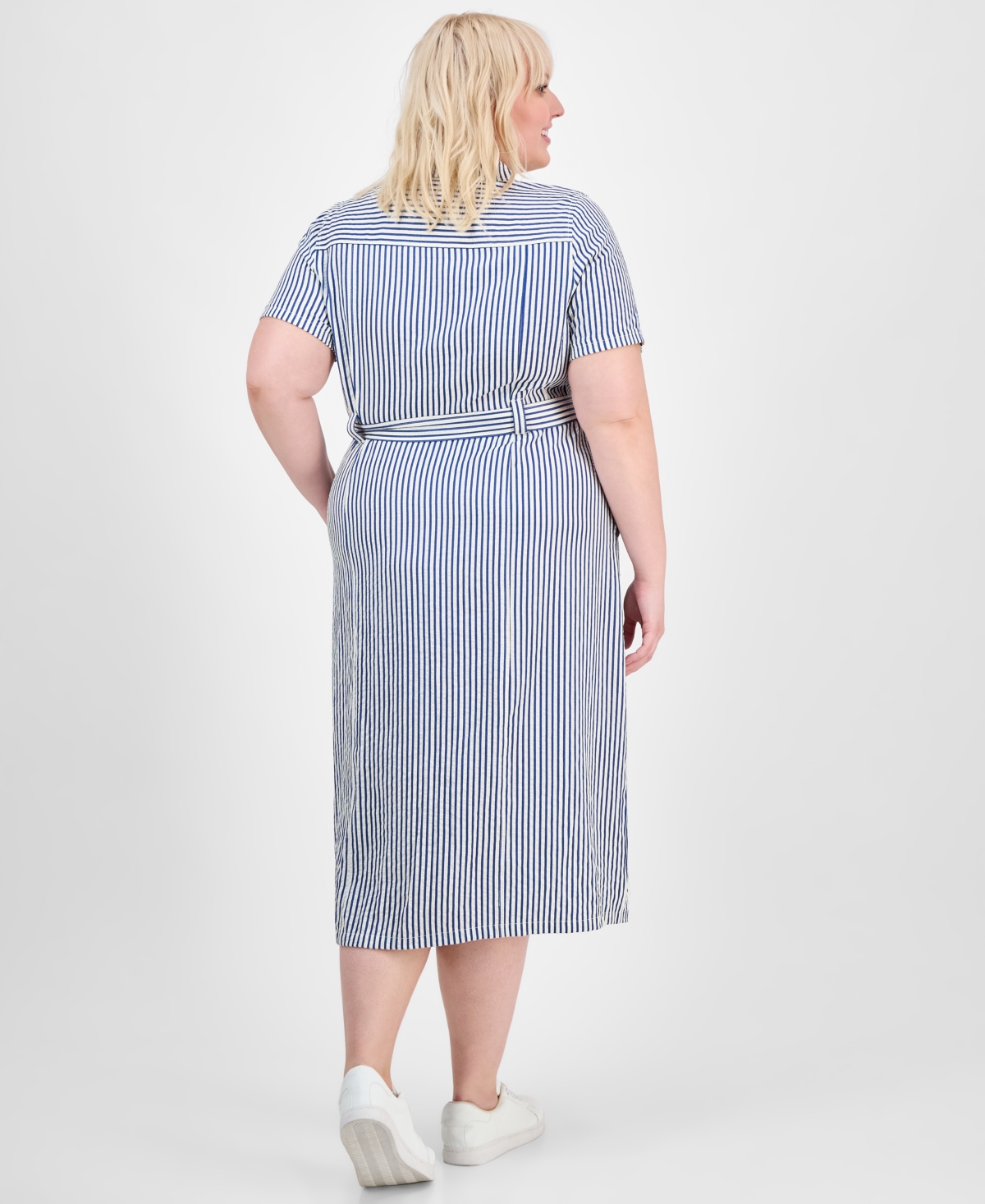 ABSOLUTELY FAMOUS TRENDY PLUS SIZE TIED SHIRTDRESS 