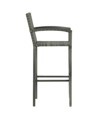 Bar Stools 4 pcs Gray Poly Rattan