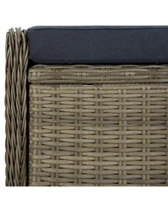 Reclining Patio Chair with Footstool Poly Rattan Brown