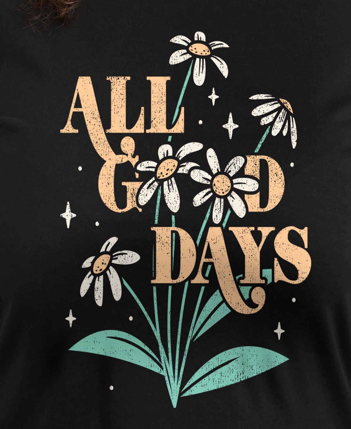 Hybrid Apparel Plus Size Trendy All Good Graphic Crew Neck T-shirt In Black