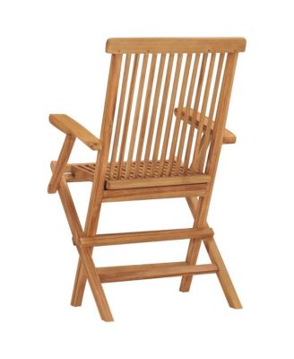Folding Patio Chairs 2 pcs Solid Teak Wood