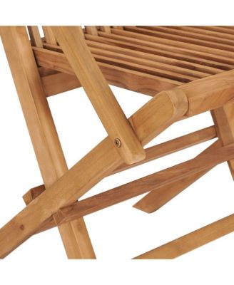 Folding Patio Chairs 2 pcs Solid Teak Wood