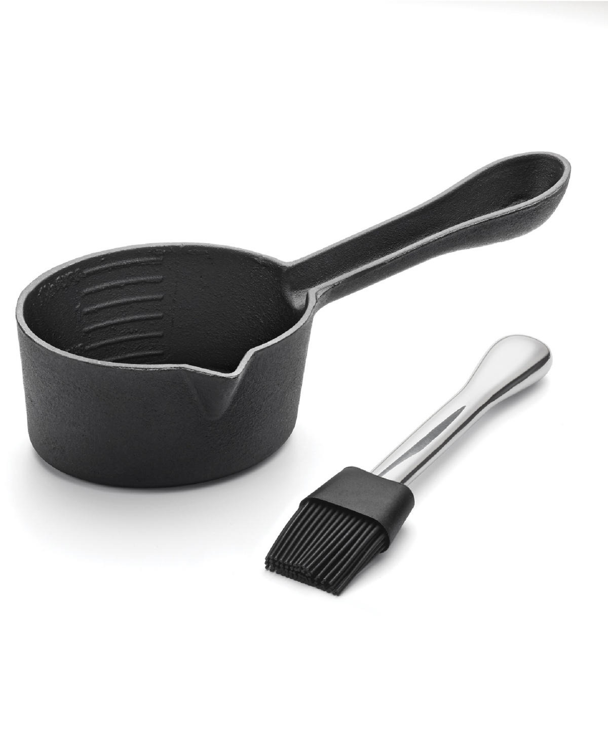 Outset Cast Iron 10" Sauce Pot With Brush In Black
