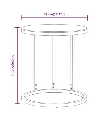 Side Table Gold and Black 17.7" Tempered Glass