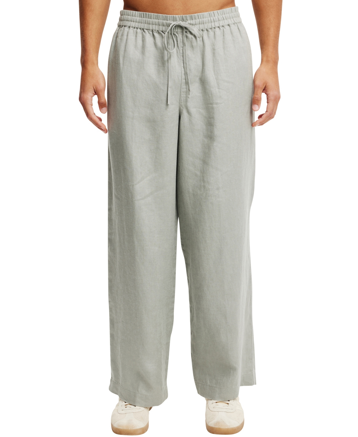 Shop Cotton On Men's Super Baggy Linen Pant In Washed Military