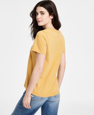 売れ筋商品|||ラッキーブランド カットソー トップス レディース Women's Cotton Butterfly Frame Crewneck Tee Mustard Gold Lucky Brand Women's Cotton Butterfly Frame Crewneck Tee - Macy's