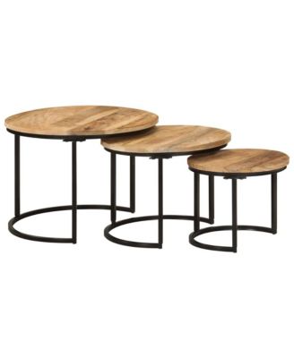Nesting Tables 3 pcs Solid Rough Wood Mango