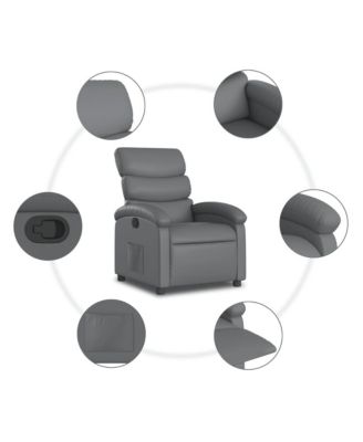 Recliner Chair Gray Faux Leather