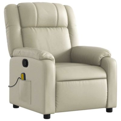 1 PC Cream Faux Leather Massage Recliner Chair