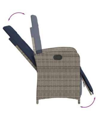 Reclining Patio Chairs 2 pcs with Footrest Gray Poly Rattan