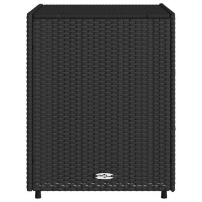 Garden Storage Cabinet Black Poly Rattan, Powder-Coated Steel