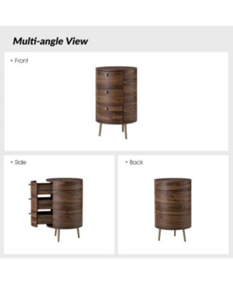 Cavinato Contemporary 26'' Tall Drum 3 - Drawer End Table with Metal Legs