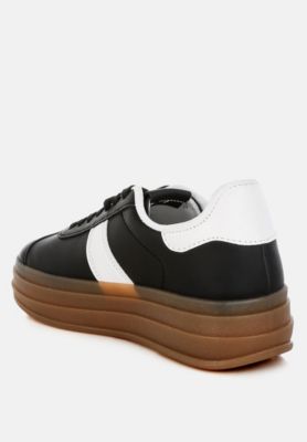 Womens Knockout Faux Leather Lace-Up Sneakers