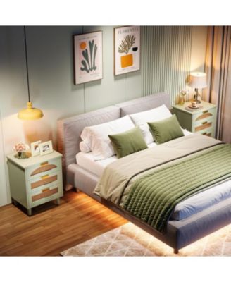 3-Drawer Rattan Night Stand Side Table, Accent Bedside Tables End Table for Bedroom and Small Spaces, Easy Assembly (1)