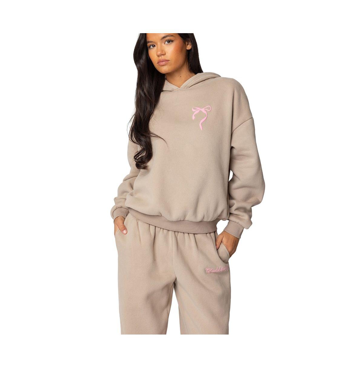 Women's Sasha Bow Detail Hoodie - Beige