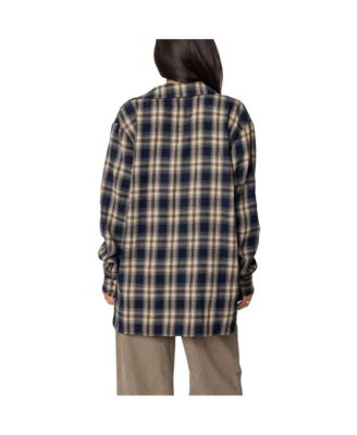 Womens Plaid Flannel Button Up Shirt