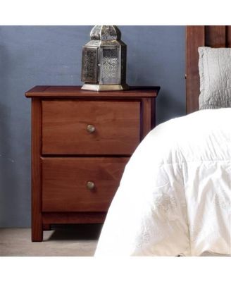 Solid Wood Nightstand with 2 Drawers – Farmhouse Style Bedroom Storage Table with Rustic Finish