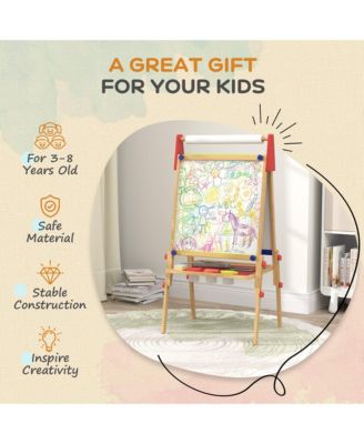 3 in 1 Easel for Kids with Paper Roll, Whiteboard, Chalkboard