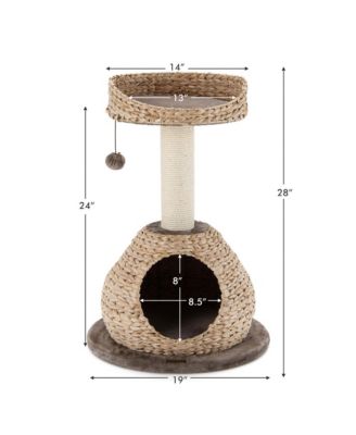 28'' Hand-Made Cat Tree Tower Natural Bowl Shaped w/Perch