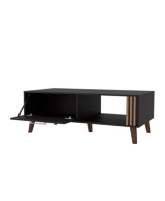 Govan Coffee Table with a Door, Conical Legs, and Open Storage, Wengue