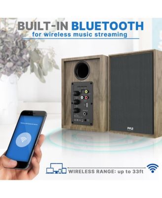 Hi-Fi Home Bookshelf Monitor Speakers, Bluetooth Desktop Studio System with Remote Control, 60W MAX