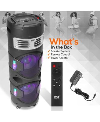 Portable Bluetooth PA Speaker & Microphone System with LED Lights, MP3/USB Reader, FM Radio