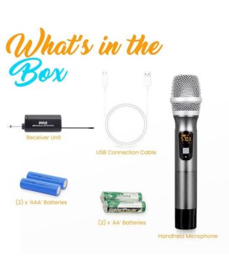 UHF Wireless Handheld Microphone System with Receiver, USB Charging & 32-Channel Frequency