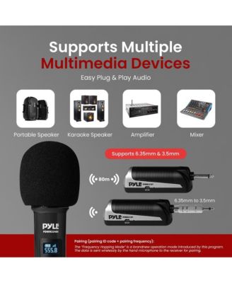 UHF Wireless Microphone System - 4 Handheld Mics, 4-Channel Receiver, Rack-Mountable, Black