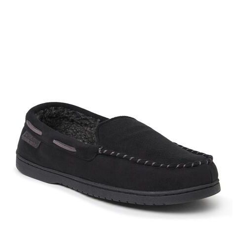 Мужские тапочки Dearfoams Keaton Microsuede Moccasin House Shoe Slipper, цвет: Чёрный