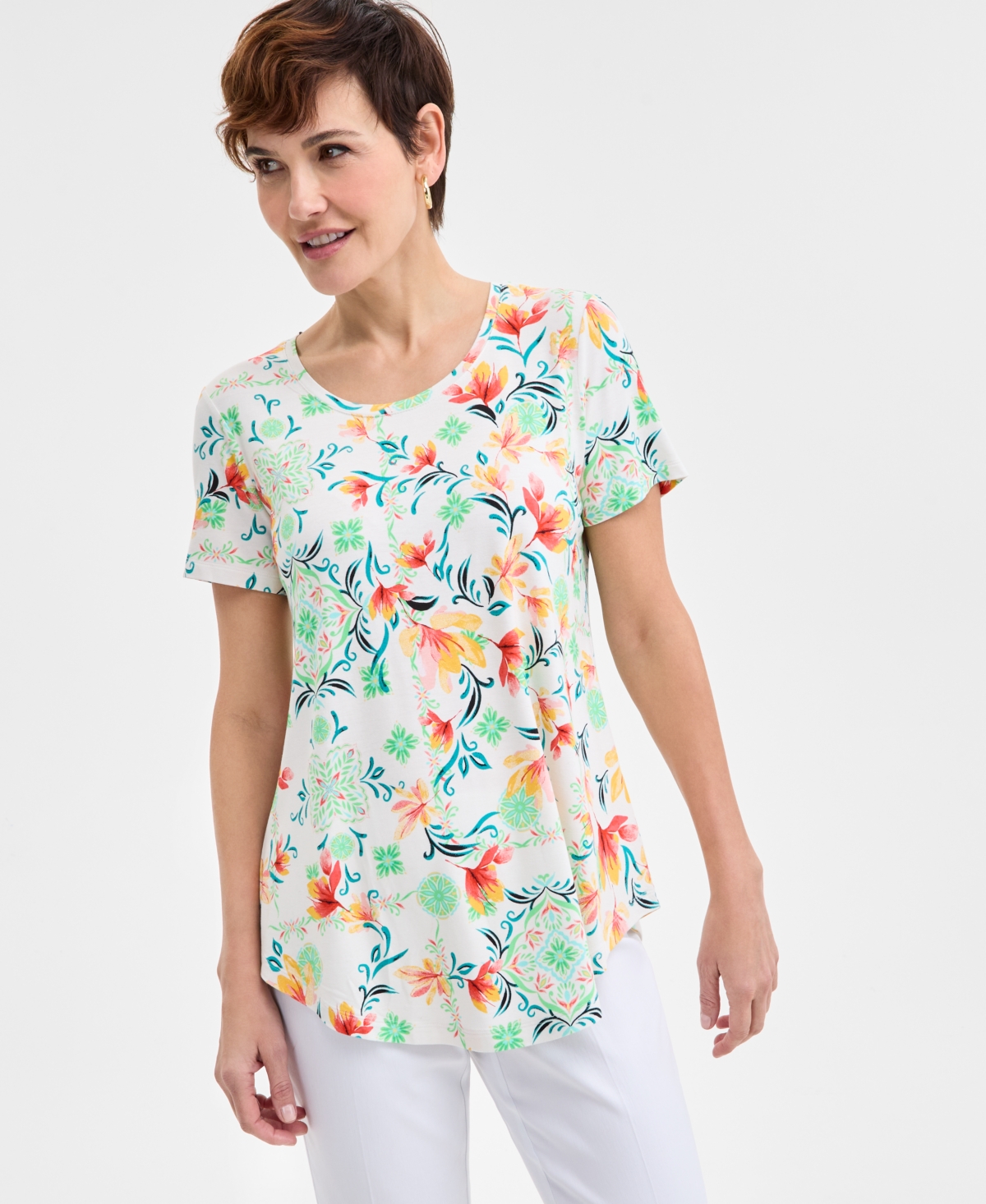 JM COLLECTION PETITE SHORT-SLEEVE TEE, EXCLUSIVELY AT MACY'S 