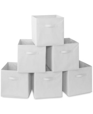 Set of 6 Collapsible Fabric Storage Cube Bins, Orange - 13" Foldable Cloth Baskets for Shelves and Cubby Organizers