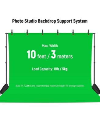 Photo Studio Backdrop Support System, 10ft/3m Wide 6.6ft/2m High Adjustable Background Stand with 4 Crossbars, 6 Backdrop Clamps, 2 Sandbags, and Carrying Bag for Portrait & Studio Photography