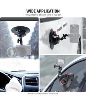 6"/15.2cm Camera Suction Cup Mount with Ball Head Magic Arm, Metal Suction Cup Mount on Car Windshield Dash for Camera/Action Camera/Phone Holder, with 1/4" & 3/8" Mounting Holes for ARRI
