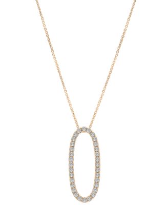 Diamond Open Oval 18" Pendant Necklace (1/2 ct. t.w.) in 14k White or Yellow Gold, Created for Macy's