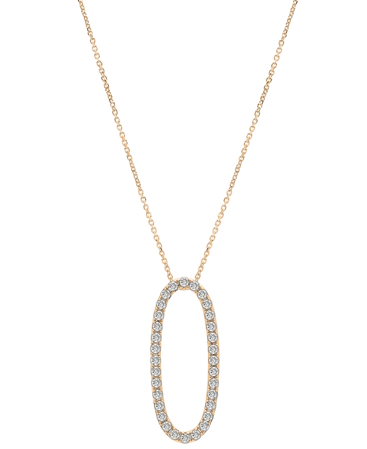 Wrapped In Love Diamond Open Oval 18" Pendant Necklace (1/2 Ct. T.w.) In 14k White Or Yellow Gold, Created For Macy' In Yellow Gold