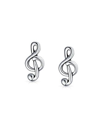 Tiny Delicate Music G Treble Clef Note Stud Earrings Musician Sterling Silver