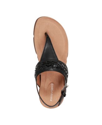 Monte Woven T-Strap Faux Leather Flat Sandals