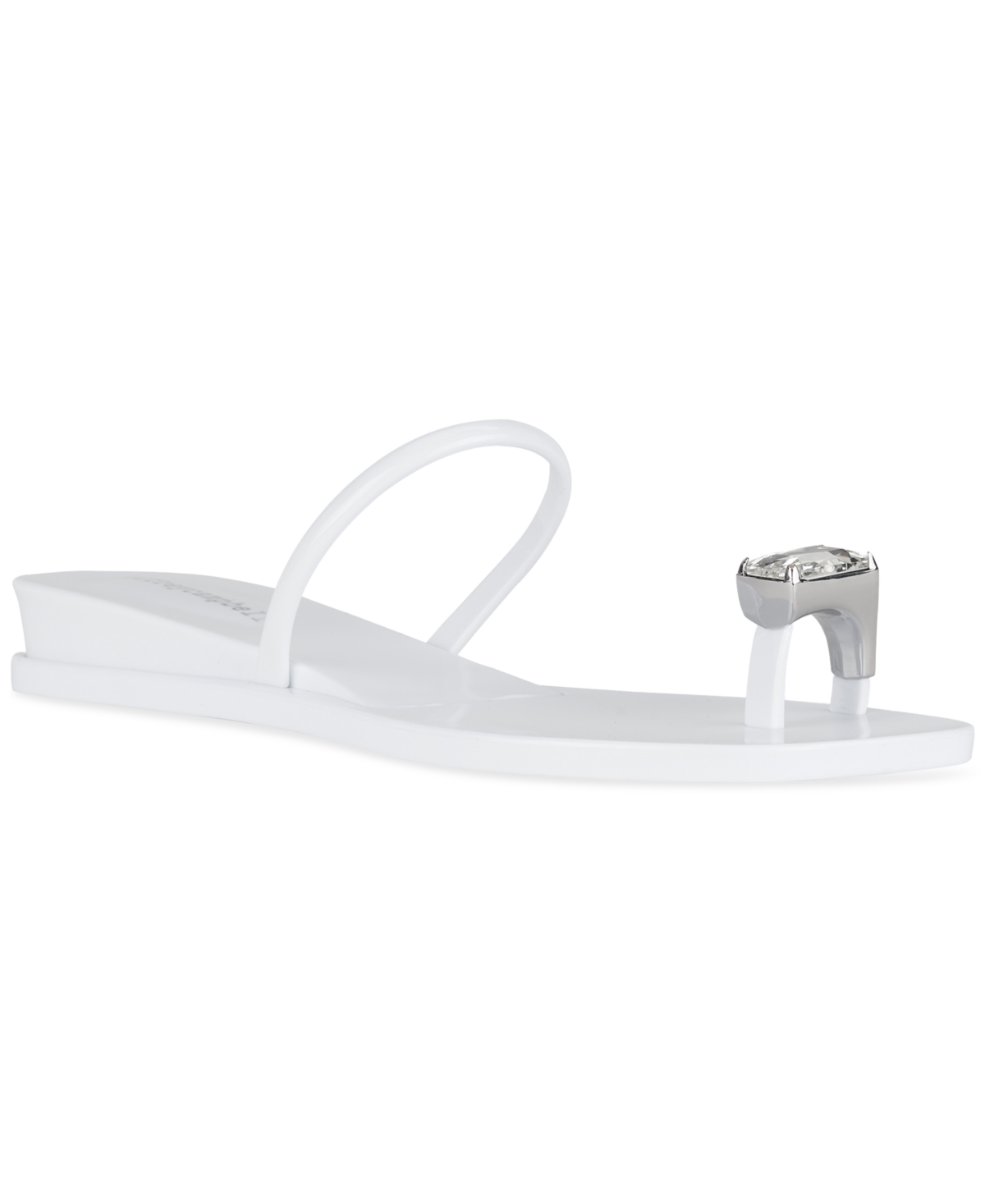 Balia Gemstome Embellished Flat Jelly Sandals - White Shiny/Clear
