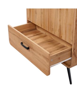 2-Door 1-Drawer with Soft Close Buffet Cabinet with Black Metal Legs