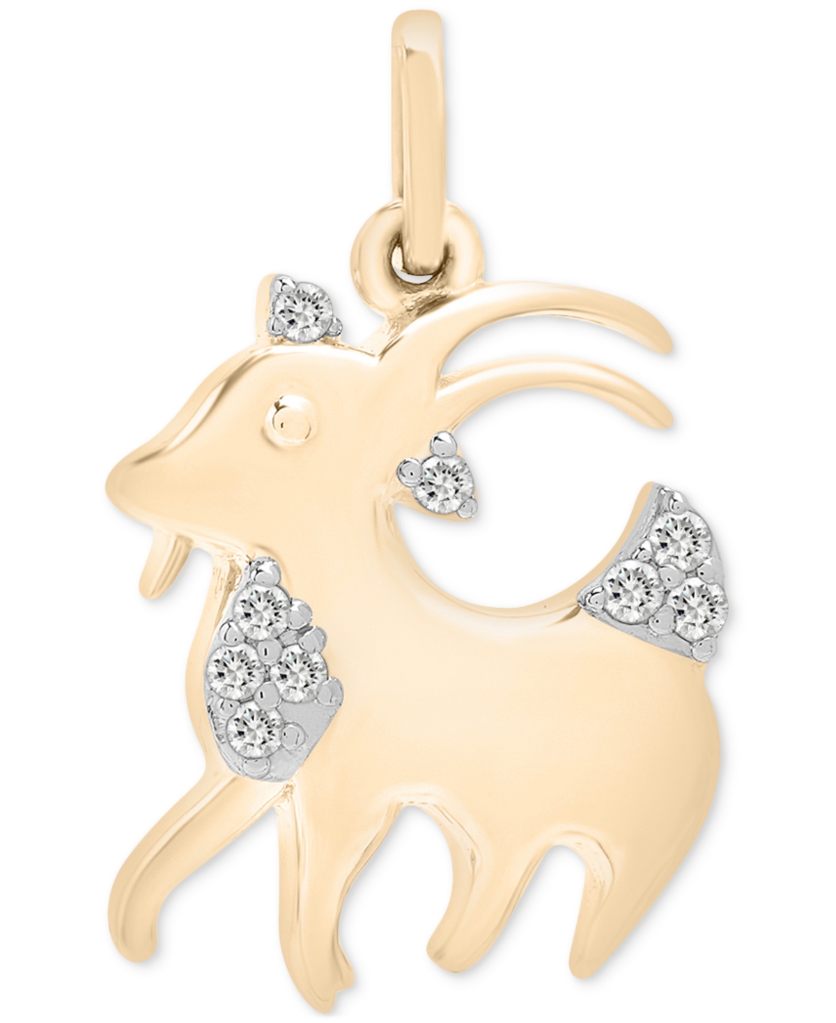 Wrapped Diamond Chinese Zodiac Charm Pendant (1/20 Ct. T.w.) In 10k Gold, Exclusively At Macy's In Goat