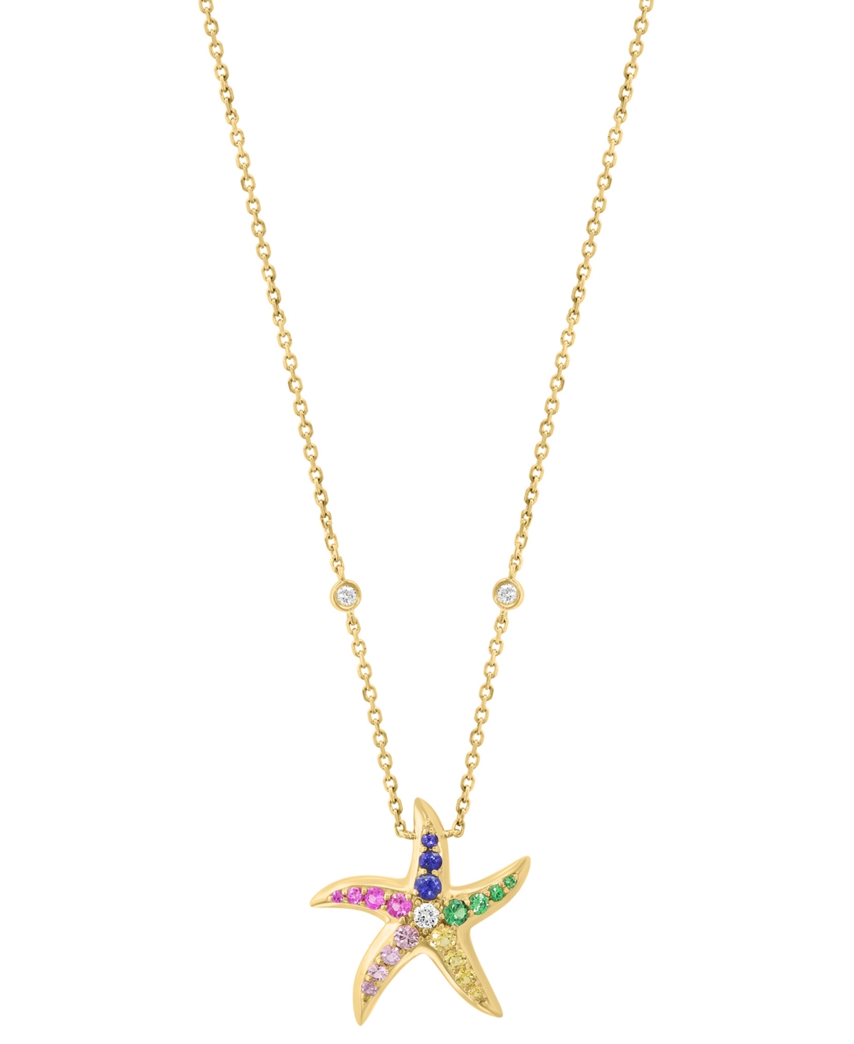 EFFY COLLECTION EFFY MULTI-GEMSTONE (5/8 CT. T.W.) & DIAMOND (1/8 CT. T.W.) STARFISH PENDANT NECKLACE IN 14K GOLD, 1 