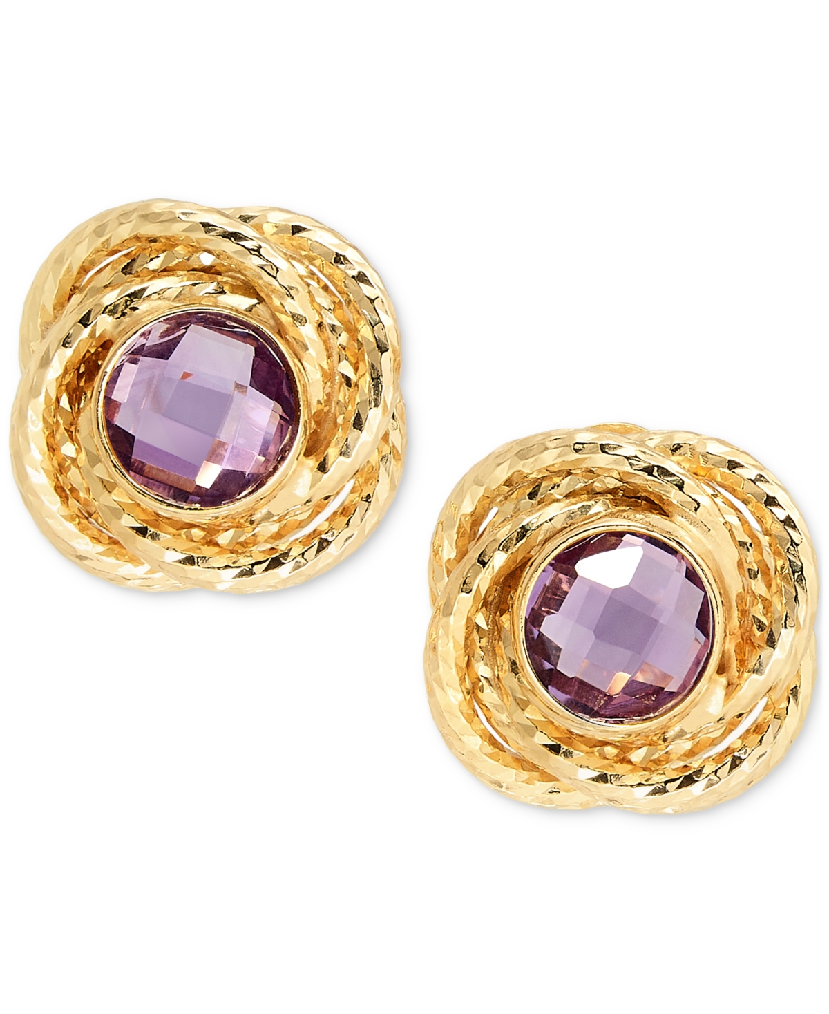 Macy's 2-pc. Set Citrine Love Knot 18" Pendant Necklace & Matching Stud Earrings (1-3/4 Ct. T.w.) In 14k Go In Amethyst